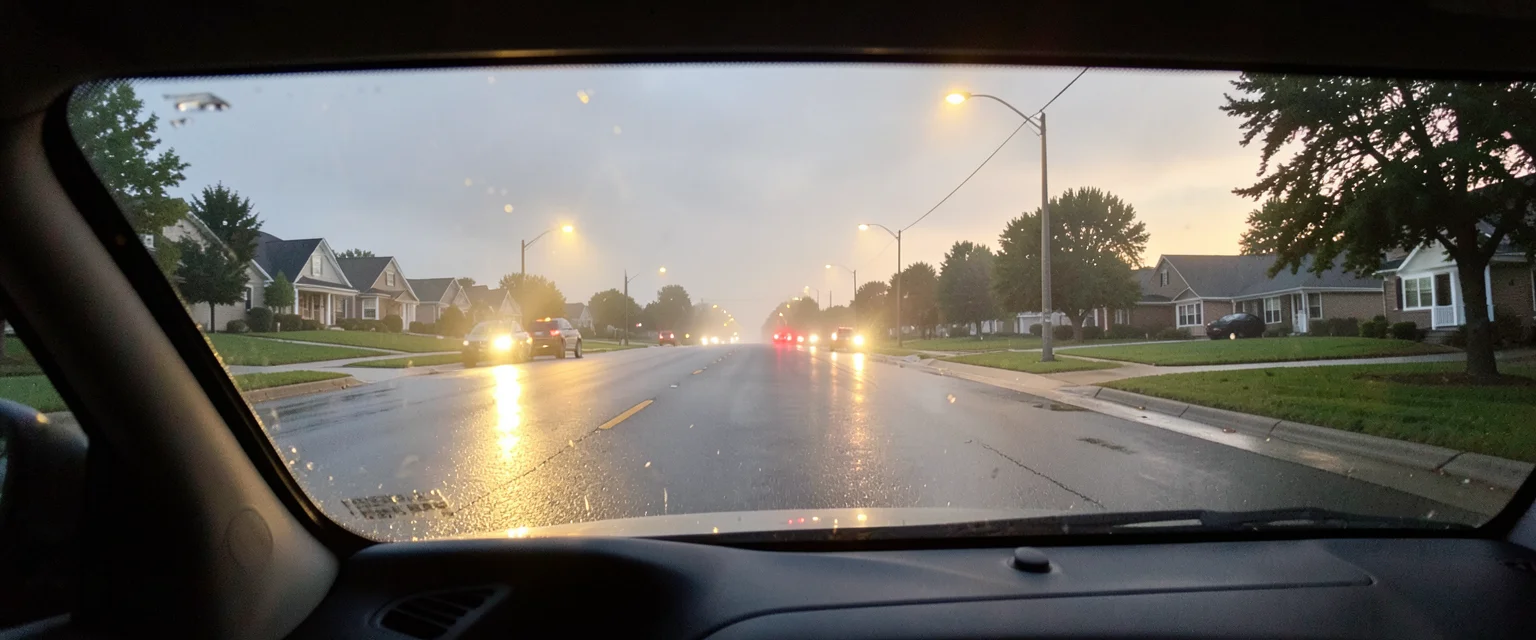 Drive Through Suburbia — Flux AI prompt
