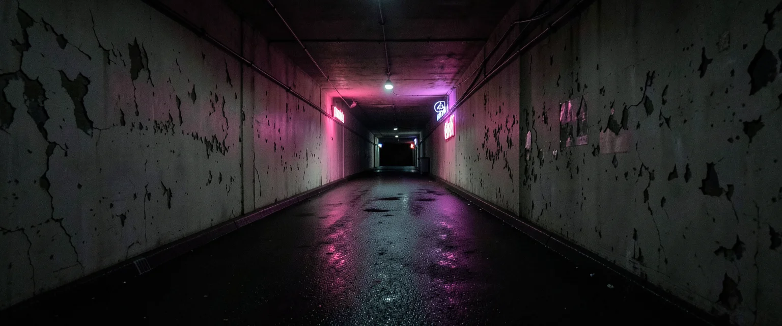 Concrete Shadow Corridor — Flux AI prompt