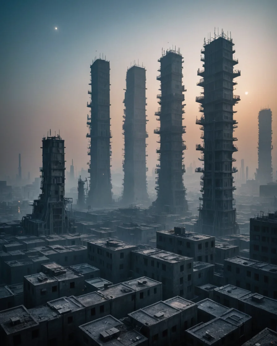 Vertical Monolith City — SDXL AI prompt