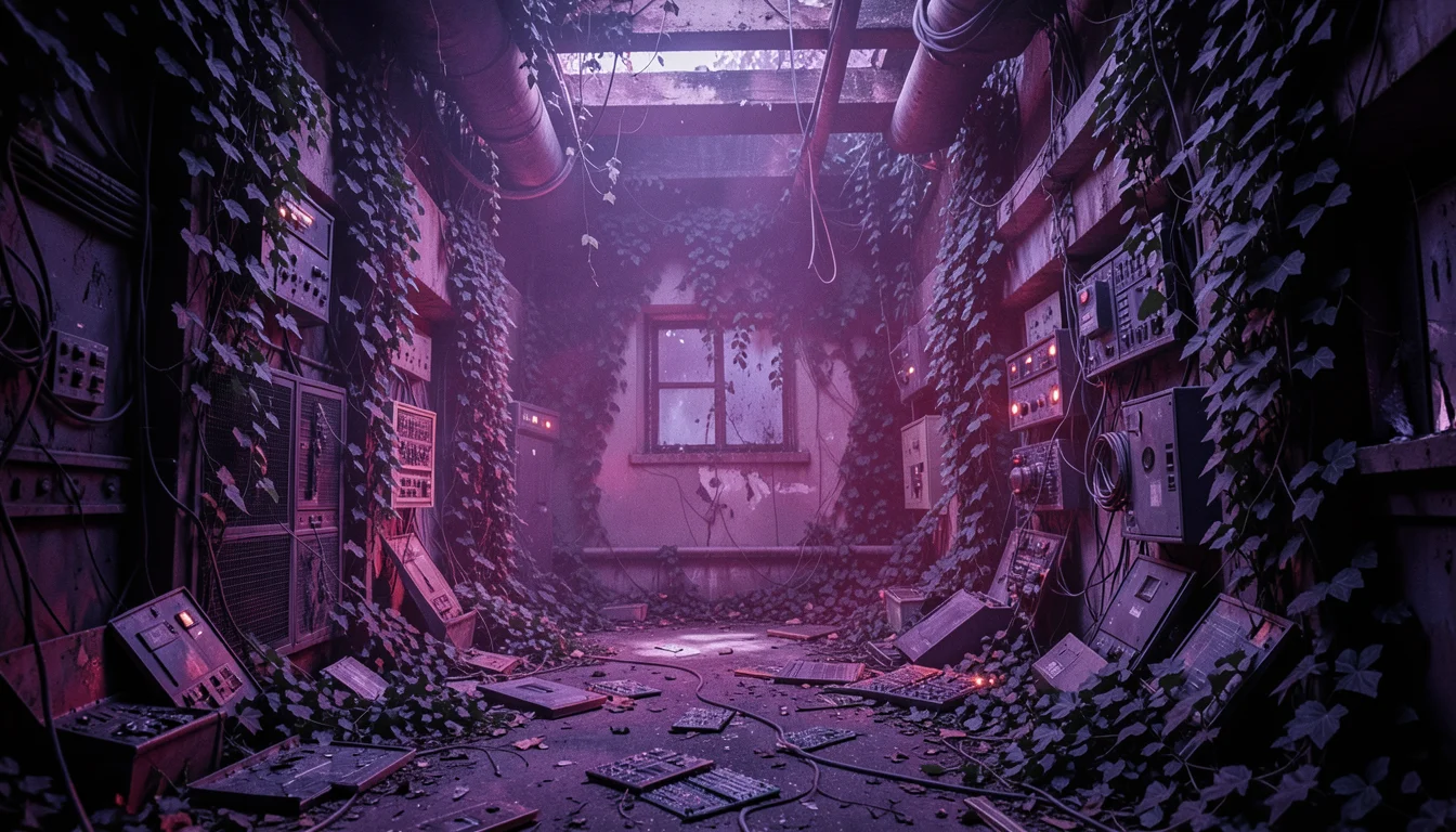 Retro Synth Ruin — Flux AI prompt