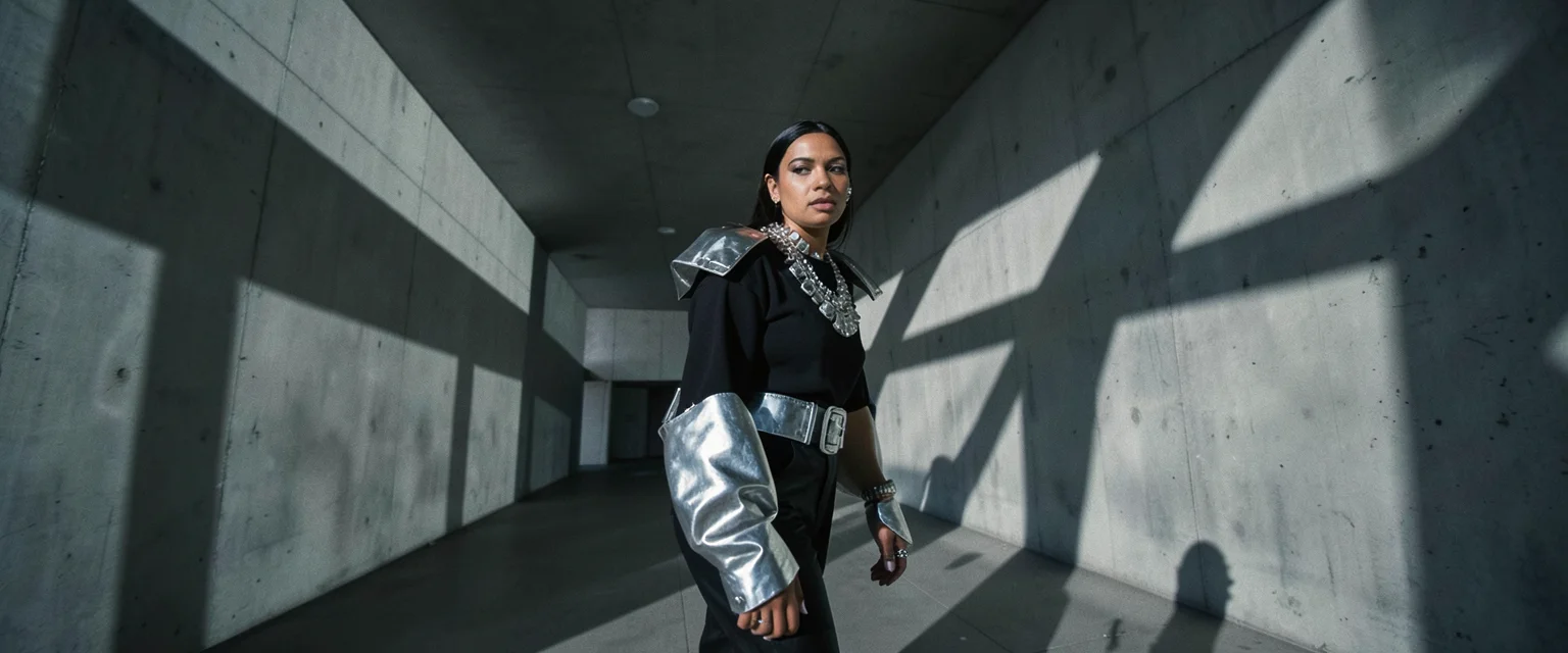 Chrome and Concrete — Flux AI prompt